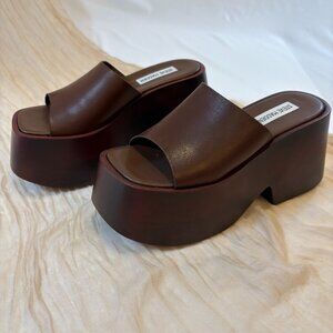 Steve Madden Arwen Brown Platform Leather Sandals Women's Size 7
